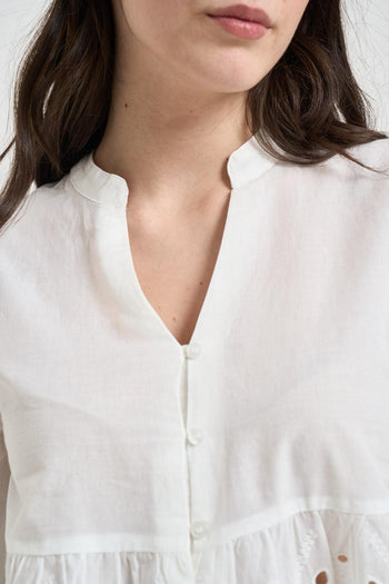Camicia donna traforata bianca - 3