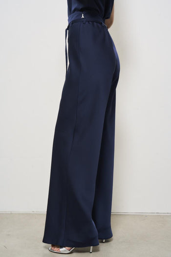 Pantalone donna a palazzo blu notte - 3