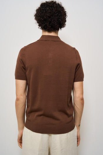 Polo uomo in maglia marrone - 4