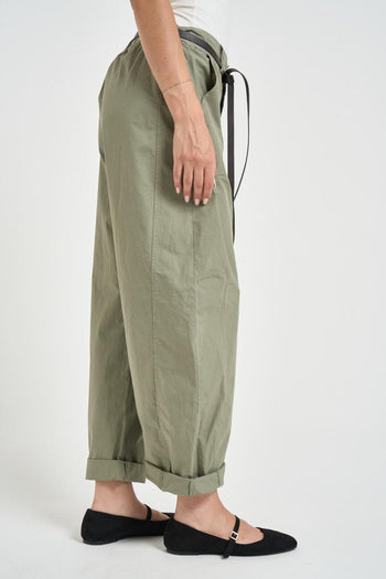 Pantalone donna barrel fit verde - 5
