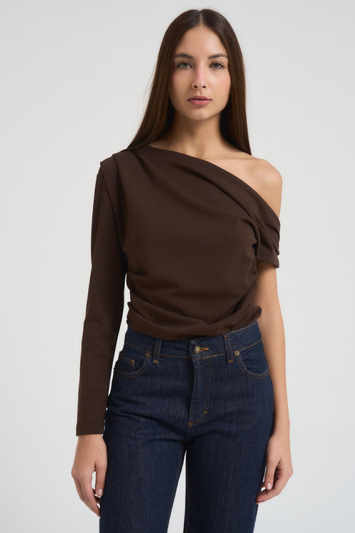 Top donna asimmetrico moro