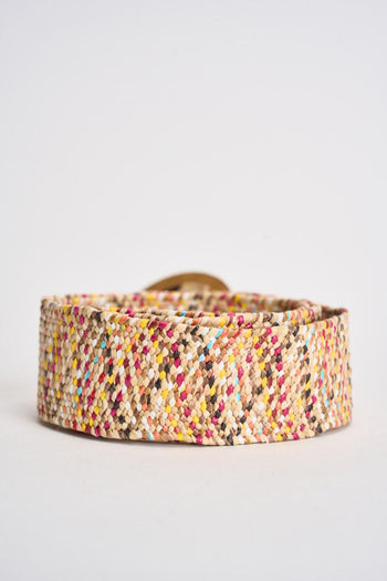 Cintura donna con fibbia in legno multicolor - 3