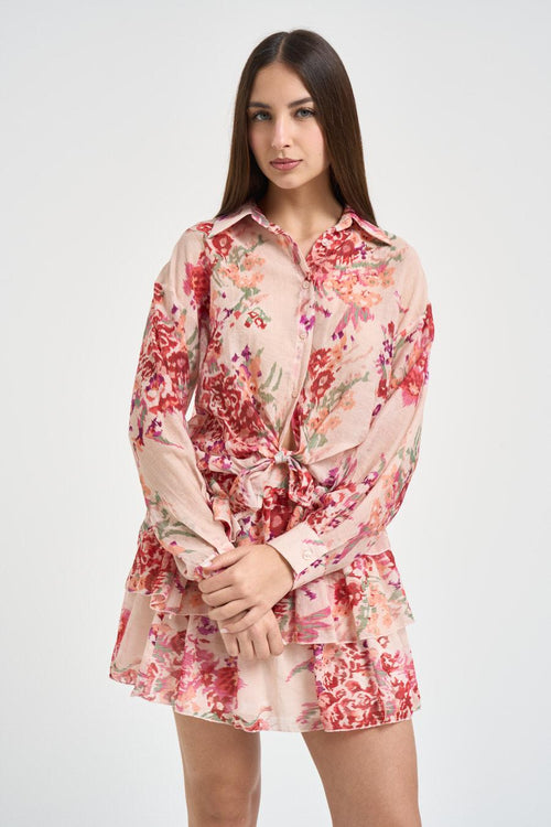 Camicia donna floreale rosa