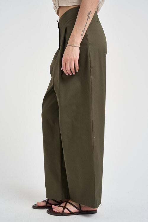 Pantalone donna carrot fit verde militare - 2