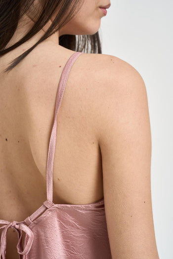 Top donna inserti in pizzo rosa - 3