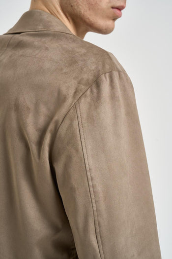 Giubbotto uomo in pelle scamosciata fango - 4