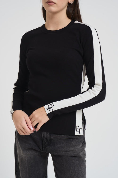 Maglia donna girocollo bianca e nera