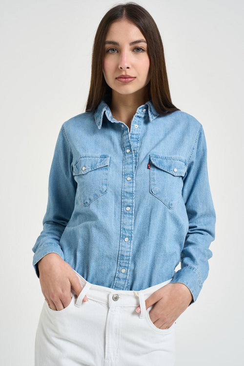 Camicia donna in denim lavaggio chiaro