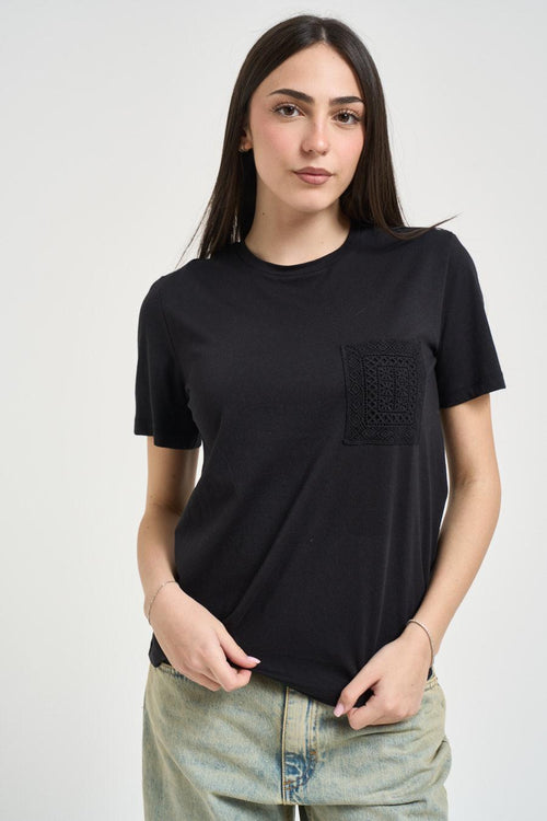 T-shirt donna girocollo nera