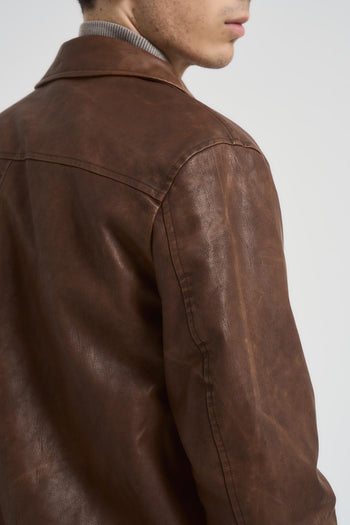 Bomber uomo in ecopelle moro - 7