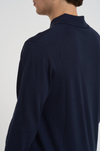 Polo uomo a manica lunga blu notte - 4