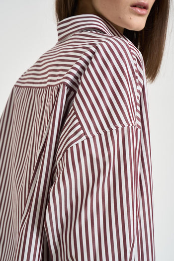 Camicia donna a righe bordeaux - 5