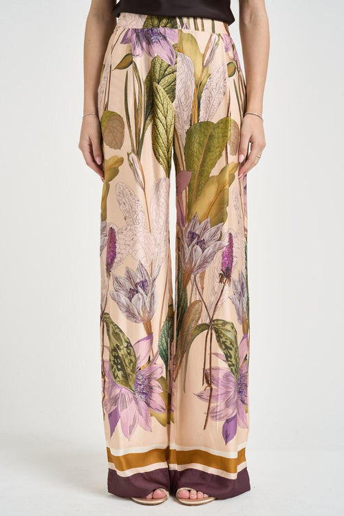 Pantalone donna fluido con stampa floreale
