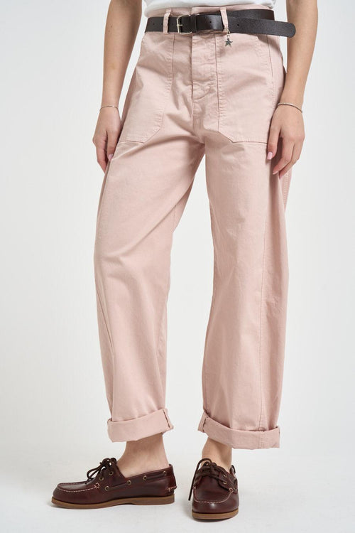 Pantalone donna carrot fit rosa cipria