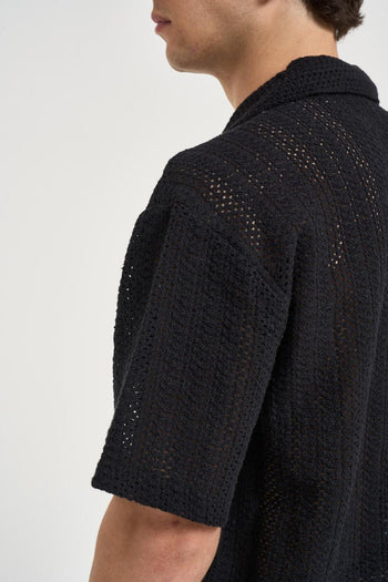 Camicia uomo traforata nera - 5