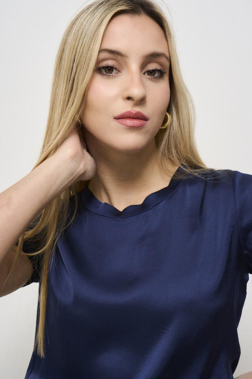 T-shirt donna satinata blu - 2