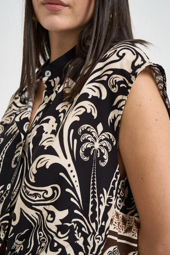 Camicia donna fantasia floreale nera - 3