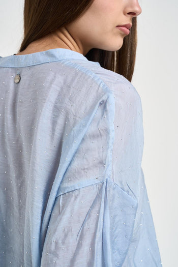 Camicia donna con strass celeste - 4