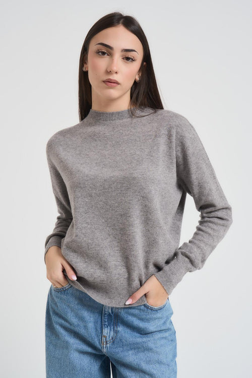 Maglia donna girocollo grigio chiaro