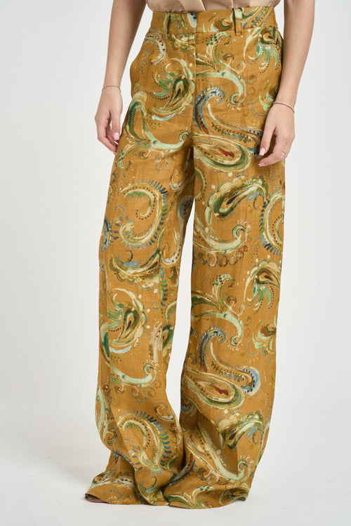 Pantalone donna a fantasia ocra