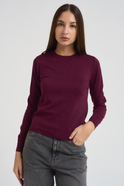 Maglia donna girocollo bordeaux