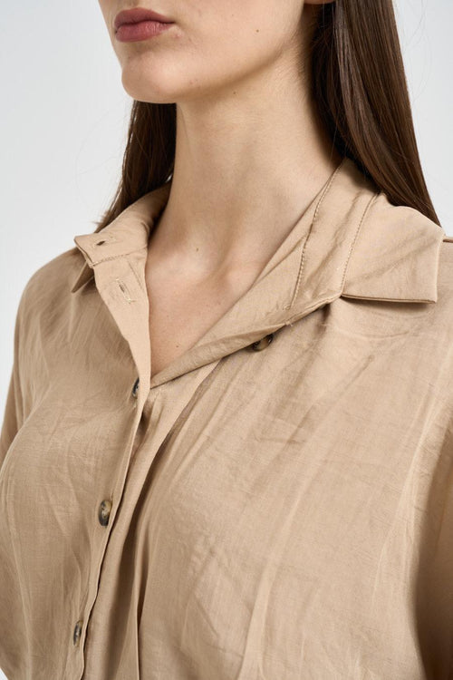 Camicia donna cropped sabbia - 2