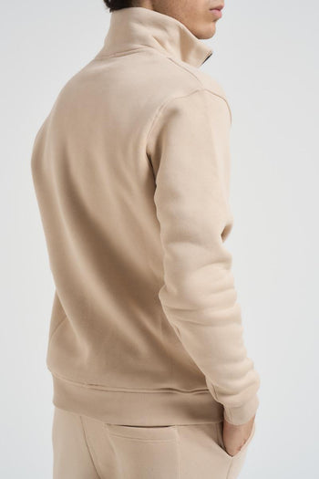Felpa uomo mezza zip beige - 4