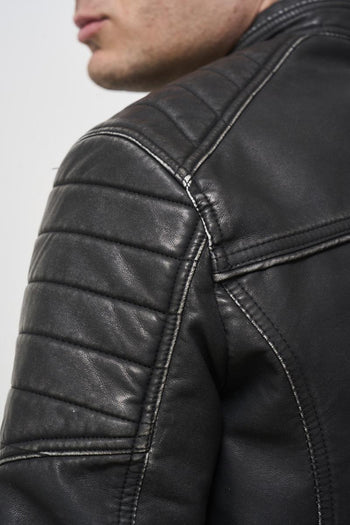 Giubbotto uomo biker nero - 4