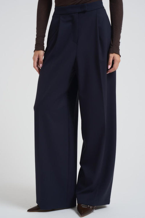 Pantaloni donna blu con pinces - 2