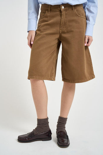 Bermuda donna in denim marrone - 6