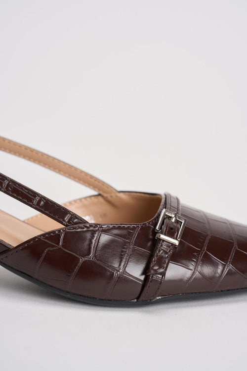 Slingback donna pitonate marrone - 2