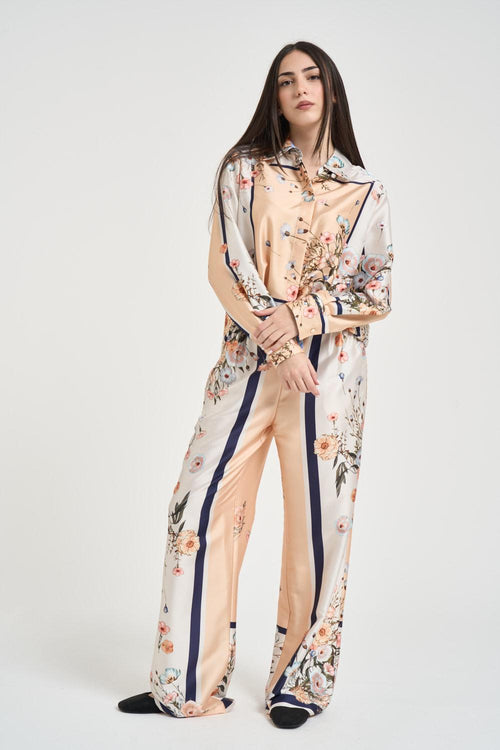 Camicia donna floreale satinata