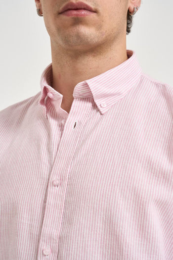 Camicia uomo a righe rosa e bianco - 3