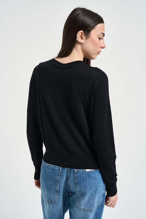 Cardigan donna in maglia nera - 2
