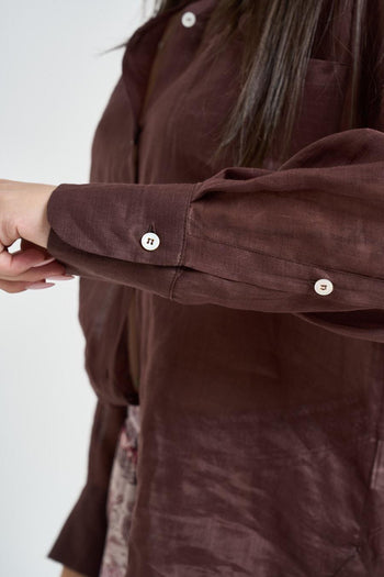 Camicia donna semitrasparente marrone - 4