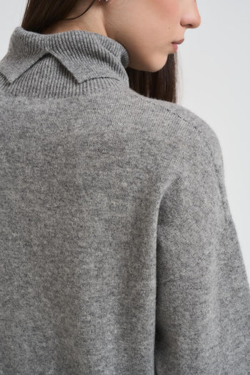 Maglia donna collo alto grigio - 4