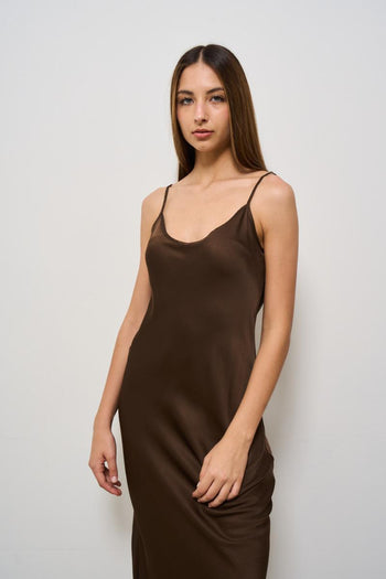Abito donna midi marrone<BR/> - 5