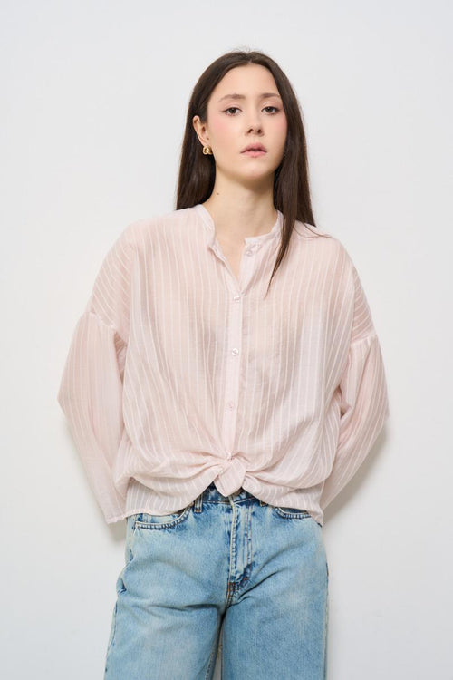 Camicia donna a righe rosa