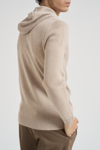 Felpa uomo in maglia con cappuccio beige - 3