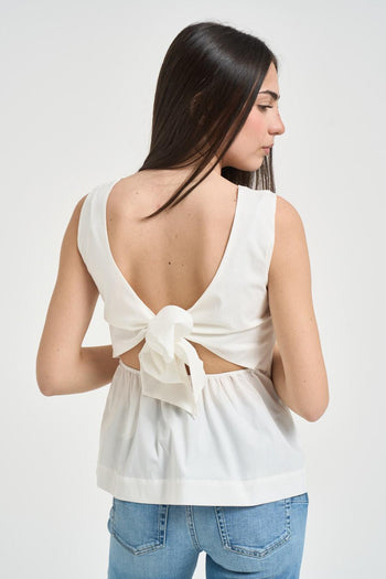 Top donna con fiocco bianco - 3