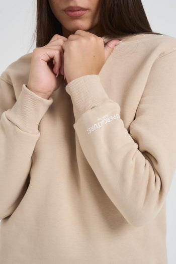 Felpa donna girocollo beige - 3