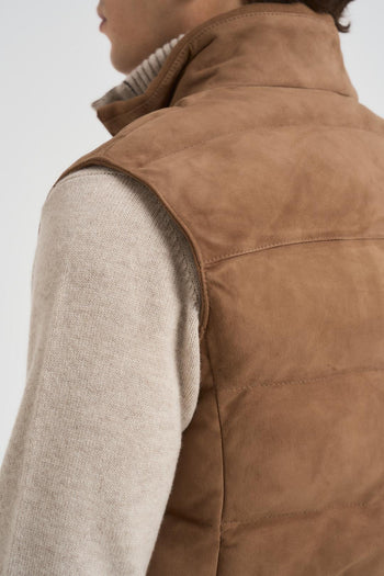 Gilet uomo in camoscio cammello - 8