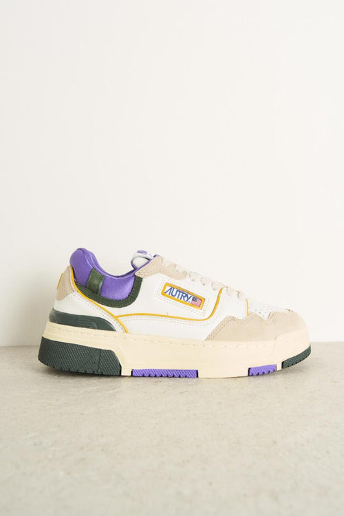 Sneakers donna low bianco, verde e viola - 1