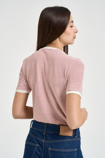 T-shirt donna a righe rosa - 3