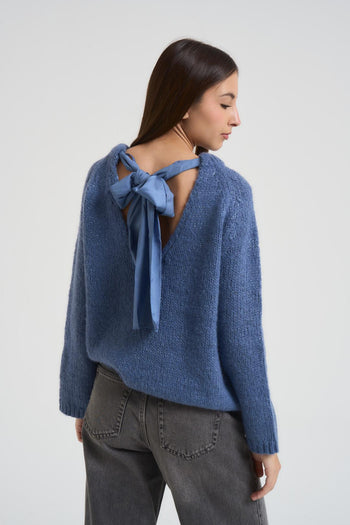 Maglia donna girocollo blu - 3