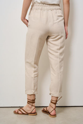 Pantalone donna regular panna - 5