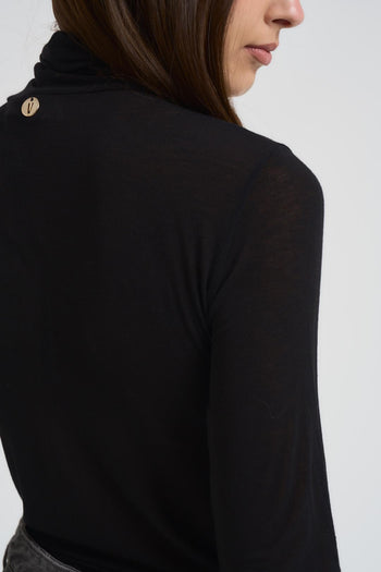 Maglia donna a collo alto nera - 4