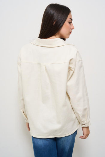Giubbotto camicia donna panna - 3