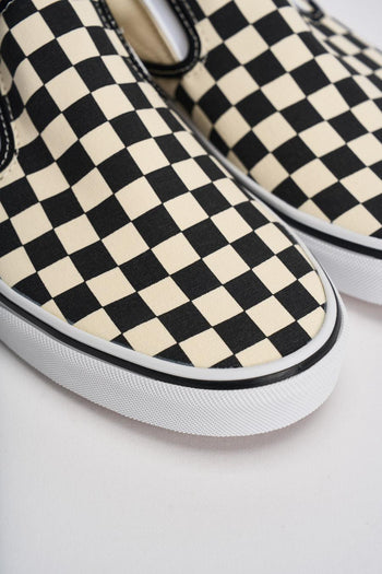 Sneakers uomo Classic slip-on scacchi panna e nera - 4