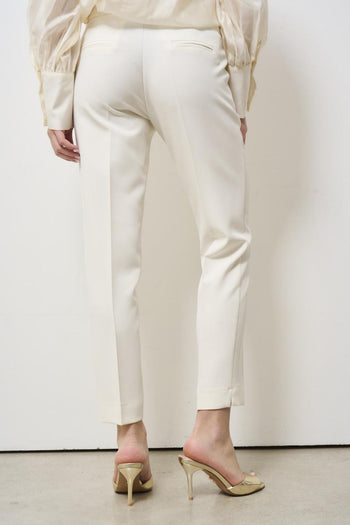 Women's skinny cream trousers - 4